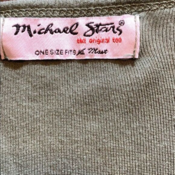 MICHAEL STARS Women’s Short Sleeve Cotton Blend Tee-Shirt Dress Green One Size - Picture 3 of 6